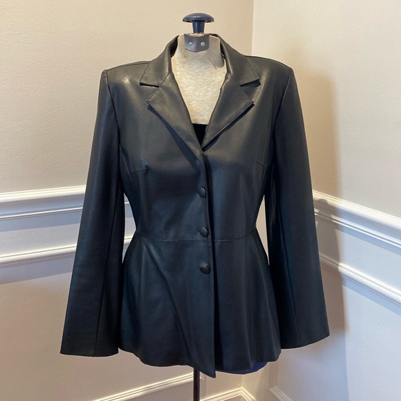 MADE IN FRANCE Faux Leather Blazer, MOB WIFE - Picture 1 of 8